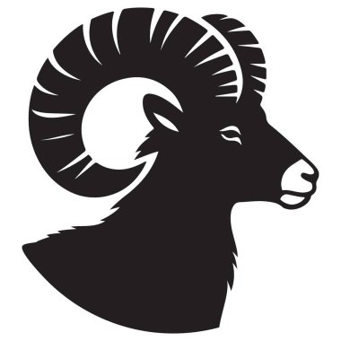 Ayrıntılı Ram Baş Silueti Grafik Vektör İllüstrasyon Tasarım Kaynağı