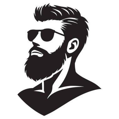 Güneş Gözlüğü Vektörü Grafikli Zarif Sakallı Adam Silueti