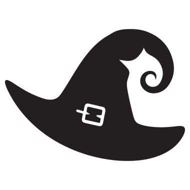 Cadılar Bayramı için Kıvırcık Cadı Şapkalı Vektör Siluet Çizimi