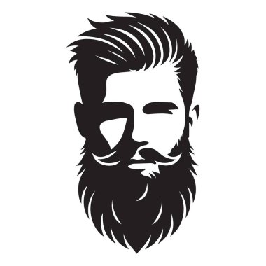Berber Dükkanları Tasarımı için Tam Sakallı Adam Vektör Çizimi