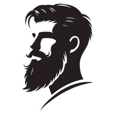 Modern Logo Kavramları için Profil Siluet Vektörü 'ndeki Sakallı Adam