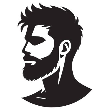 Modern Saç Tarzı ve Berber Dükkanı Logosu için Sakal Vektörü İllüstrasyonu