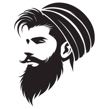 Sarıklı ve Sakallı Zarif Adam Görüntü Bir Vektör Silueti