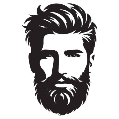 Berber Dükkanı Tasarımı için Sakal Vektörü İllüstrasyonlu Şık Adam