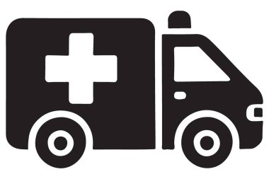 Siyah Ambulans Simgesi Vektör Grafik Siluet Çizim Tasarımı