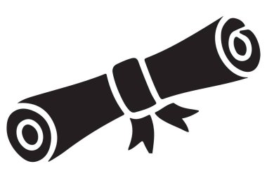 Vektör Siluet Diploma Kaydırma Eğitimi ve Akademik Başarı Sembolü