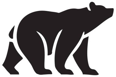 Güçlü Siyah Ayı Silueti Vahşi Yaşam Memelileri Çizim Sanatı