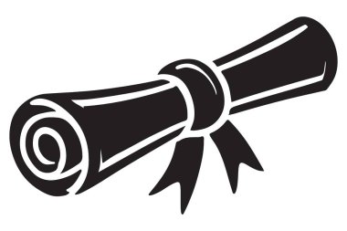 Vektör Siluet Diploma Kaydırma Mezuniyet Sembolü Kurdele Bağlı