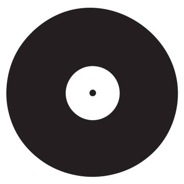 Retro Tasarım için Minimalist Siyah ve Beyaz Vinil Kayıt Çizimi