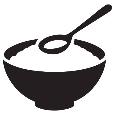 Kaşık Silueti Vektör Grafik Tasarımlı Dokulu Yulaf Kasesi