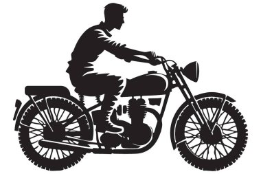 Retro motosiklet silueti vektör görüntüsü basit biçim tasarım fikirleri