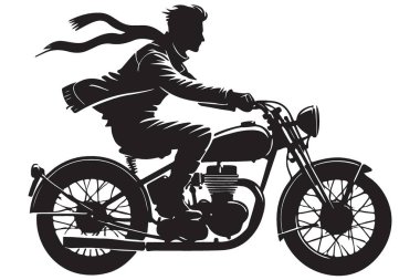 Klasik motosiklet silueti özgürlük ve seyahat çizimi