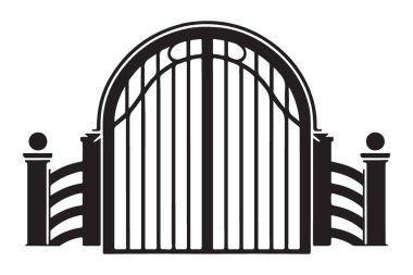 Bahçe Girişi ve Peyzaj Tasarımı için Zarif Süslü Kapı Silueti