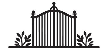 Dekoratif Yaprak Tasarımlı Klasik Bahçe Giriş Kapısı Silueti