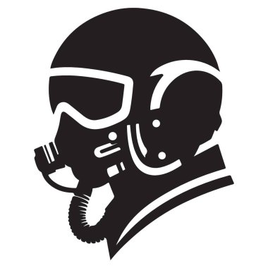 Askeri Pilot Başlık Profili Silueti Uçuş Miğferi İllüstrasyonu Takıyor