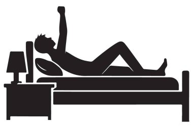 Silüet adam sabah canlandırması tazelenmiş olarak uyanıyor.