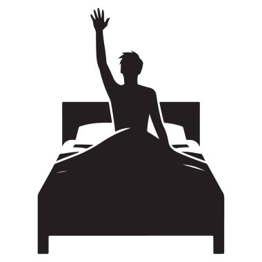 Uyan Siluet Vektör İllüstrasyonu Sabah ve Taze Başlangıç Sunar