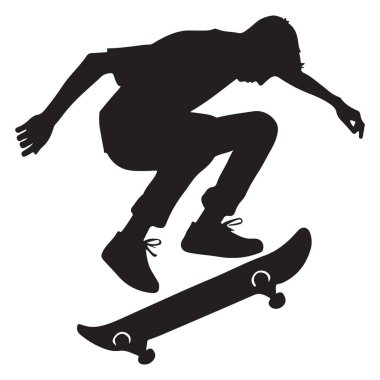 Dinamik Kaykaycı Siluet Vektör İllüstrasyonu Kaykay Hevesleri İçin Gösteri Gösterisi