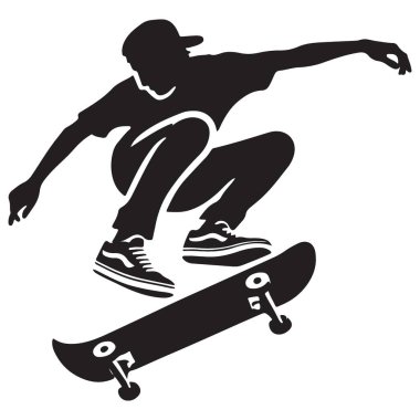 Ayrıntılı Ayakkabı Vektör Çizimi Tasarımı ile Kaykaycı Orta Hava