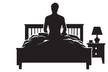 Yatak Resimlerindeki Siluet Adam Düşüncelerini ve Uykusuzluğunu Açıklıyor