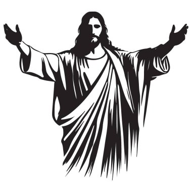 Açık Kollu Kurtarıcı Görüntü ile Ayrıntılı İsa Mesih Çizimi