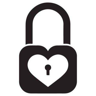 Kalp şekilli asma kilit vektör tasarımı güvenlik illüstrasyon güvenlik kavramı