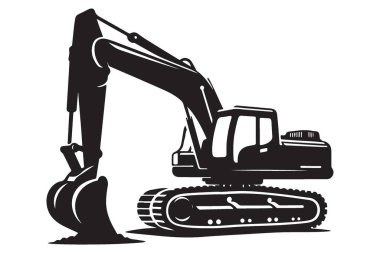 Yapı Projeleri ve Tasarım için Güçlü Kazıcı Siluet Vektörü İllüstrasyonu