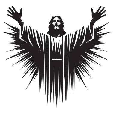 Işıl ışıl İsa Siluet Aşk ve İlahın Vektör Sembolü