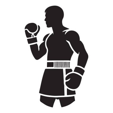 Güçlü Erkek Boksör Silueti Vektör İllüstrasyon Fitness Motivasyonu