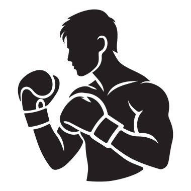 Boks Silueti Vektör Çizimi Güçlü Kas Boksörü Dövüşçüsü