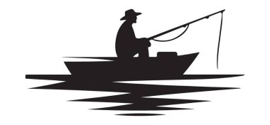 Gölde balık tutan bir balıkçının silueti.