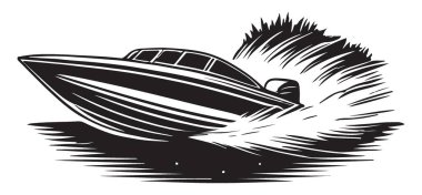 Yüksek Sürat Teknesi Dinamik Su Sıçratma Çizimi Oluşturuyor