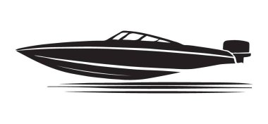 Şık Modern Sürat Teknesi Hız Silueti Vektör Tasarımı ile Gezintisi