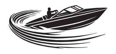 Dönen Sürat Teknesi Silueti Sürücüsü Tekerlek Dinamik Su Girdabı Tasarımı