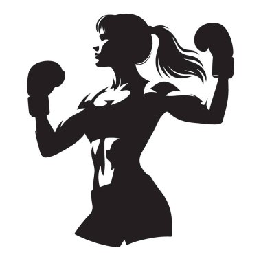 Fitness Motivasyonu için Güçlü Kadın Boksör Görüntü Vektörü