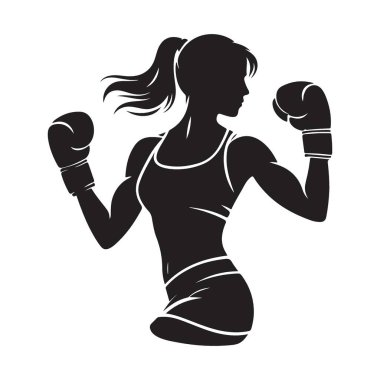 Güçlü Kadın Boksör Silueti Güçlendirme ve Zindelik için Görüntü