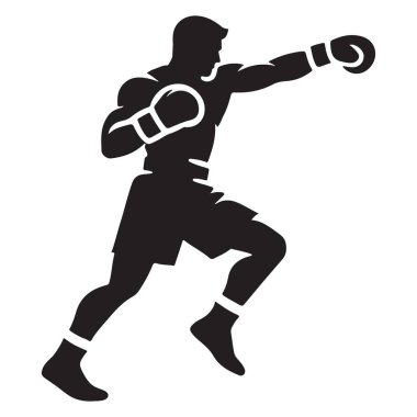 Erkek Boksör Spor Grafikleri için Siluet Vektör İllüstrasyonu