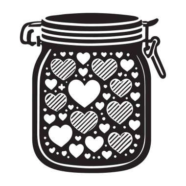 Çekici Kalp Kavanoz Vektörü Silüeti Görüntü Sevgi ve Sevgi Yakalıyor