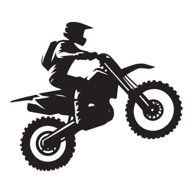 Motokros Sürücüsü Silueti Çizimi Ekstrem Sporlar İçin Tekerlek Gösterimi