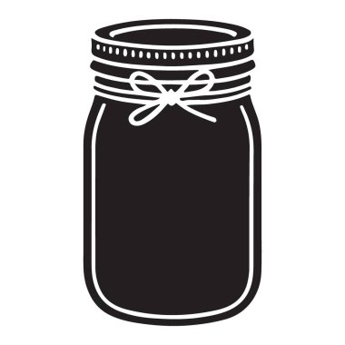 Dekoratif Siluet Mason Jar Vektörü ve Şenlikli El Sanatları Kurdelesi