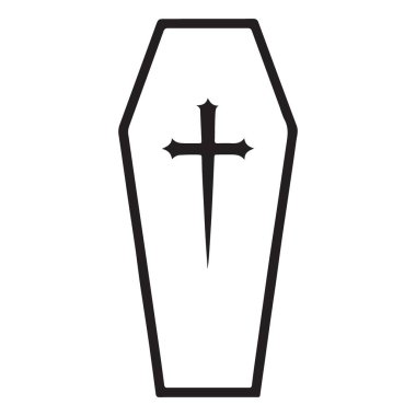 Minimalist tabut silueti çizimleri ve haç çizimleri