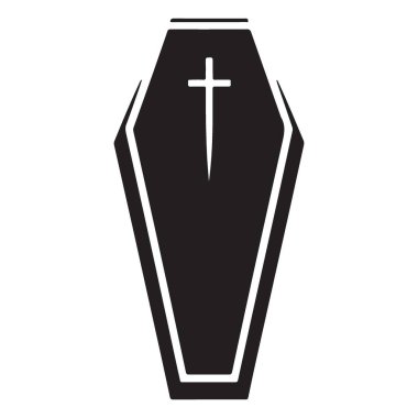Cenaze için Çapraz Sembol Tasarımı ile Siyah Tabut Vektör İllüstrasyonu