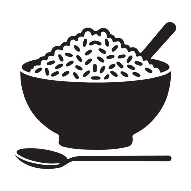 Mutfak Sunumu İçin Pirinç Kasesi ve Kaşık Vektör Sanatı