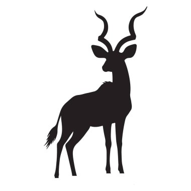 Afrika Vahşi Yaşamı Görkemli Kudu Silüeti Vektör Grafiği