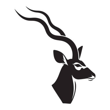 Antilop 'un Zarif Kudu Baş Silueti Vektör İllüstrasyonu