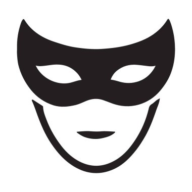 Kostüm Partileri ve Etkinlikleri için Maskeli Maske Siluet Vektörü İllüstrasyonu