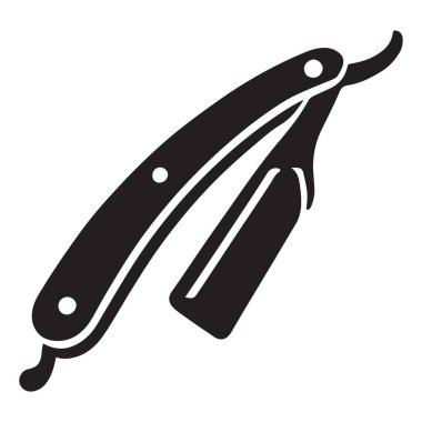 Klasik berber düz tıraş bıçağı silueti klasik tıraş çizimi tasarımı