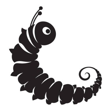 Meraklı Tırtıl Silüeti Resimlendirme Böcek Vektör Tasarım Elemanı