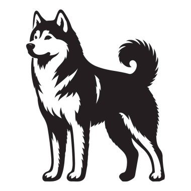 Görkemli Alaska Malamute Silueti Sadık Arkadaş Köpek Çizimi