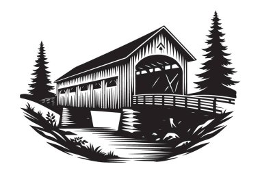 Sakin Akıntı Üzerine İdelik Kaplanmış Köprü Vektör Silüeti ResimleriComment